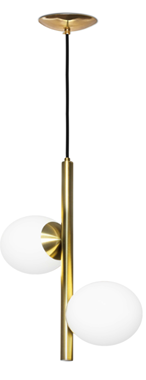 784/2 PENDENTE DOUBLE DOURADO ESCOVADO VIDRO LEITOSO