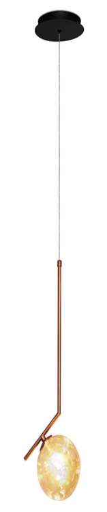 786/1 PENDENTE DELTA COBRE POLIDO VIDRO AMBAR