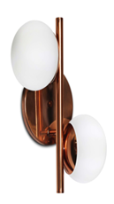 787/2 ARANDELA DOUBLE COBRE POLIDO VIDRO LEITOSO