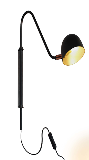 803/1 ARANDELA SHELL PRETO / DOURADO ONO